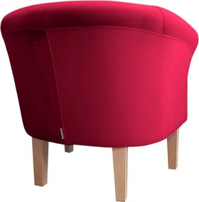 Fotel Milo tkanina Welur wygodny fotel tapicerowany do salonu i sypialni : Kolor nogi - Drewno, Kolor tkaniny - VELVET - MG31, Wysokość nogi - 20 cm
