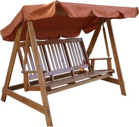 Huśtawka ogrodowa 3-osobowa, sosnowa, 192 cm, z dachem