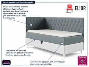 Szare łóżko pikowane z pojemnikiem na pościel 3 rozmiary F3-E12