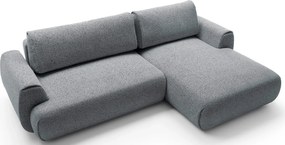 Popielata kanapa narożna rozkładana z pojemnikiem F4-L82