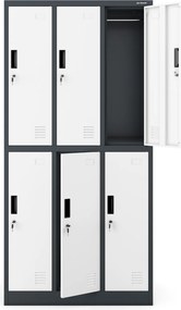 Szafa socjalna 6-skrytkowa Igor 90x45x185 cm antracyt/biały