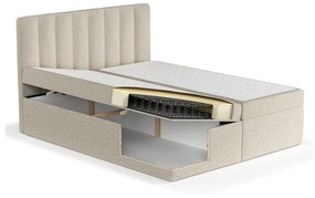 Beżowe łóżko boxspring ze schowkiem 160x200 cm Novento – Maison de Rêve