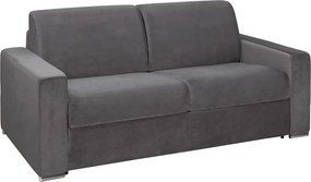 Kanapa 3-osobowa z ekspresowym mechanizmem rozkładania z weluru CALITO - Antracytowy - Wymiary miejsca do spania: 140 cm - Materac 16 cm z pamięcią kształtu