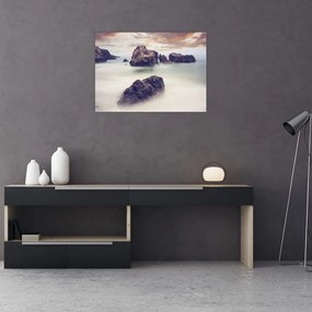 Obraz na szkle - klify we mgle (70x50 cm)