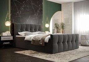 Ciemnoszare welurowe łóżko kontynentalne 6 rozmiarów W7-K71