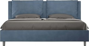 Łóżko bez stelaża tapicerowane 200x200 microfibra niebieski Antea