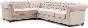 Beżowy aksamitny rozkładany narożnik (lewostronny/w kształcie litery L) York Blik – Ropez