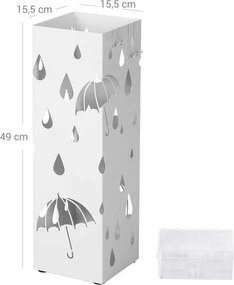 Stojak na parasole UMBRELLA, 15,5x15,5x49cm, biała SongmicsHome