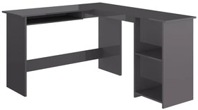 Szare biurko narożne nowoczesne połysk - Lorenza 4X