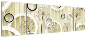 Abstrakcyjny obraz z dmuchawcami (170x50 cm)