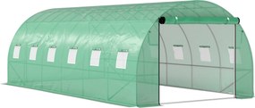Outsunny Szklarnia typu Polytunnel z osłoną plastikową i stalową ramą, z rolowanymi drzwiami, Zielona