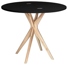 Stół półokrągły CUTTI 90x90 rozkładany czarny/jesion RAGABA