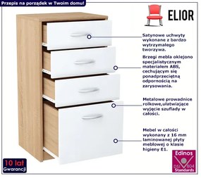 Komoda z szufladami dąb sonoma + biały - Huso 4X