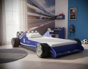 Niebieskie łóżko w kształcie auta 90x200 M2-P13