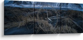 Obraz z widokiem na islandzkie szczyty (z zegarem) (90x30 cm)