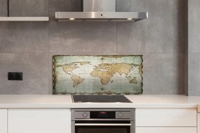 Szklany Panel Historyczna Mapa z Efektem Nadpalenia