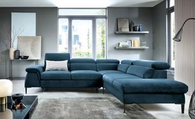 Granatowy nowoczesny narożnik z zagłówkami do salonu Z7-H48