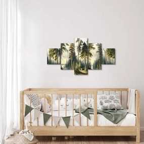 Obraz - Krajobraz lasów w stylu vintage (125x70 cm)