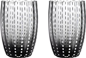 Zafferano Perle Grey Glass - szkło kolorowe dmuchane ustami, 32 cl, ręcznie robione - zestaw 2 kieliszków rzemieślniczych do wody lub koktajli