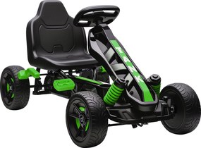 AIYAPLAY Gokart z pedałami, samochodzik na pedały dla dzieci z hamulcem, antypoślizgowe koła, metalowa rama, 3-6 lat, zielony | Aosom PL