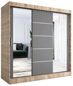 Szafa z frontami przesuwnymi 200 cm dąb sonoma + antracyt - Ebia 6X