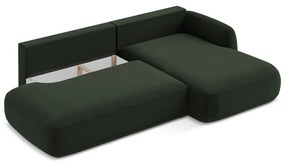 Ciemnozielony rozkładany narożnik (prawostronny/z szezlongiem) Hale – Makamii