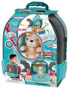 Woopie zestaw małego weterynarza 3w1 domek w plecaku piesek