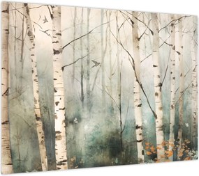 Obraz na szkle - Rysowanie wzoru lasu (70x50 cm)