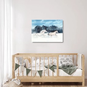 Obraz na szkle malowanych koni (70x50 cm)
