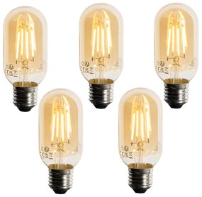 Zestaw 5 ściemnialnych żarówek LED E27 złotych T45 4W 300 lm 2200K