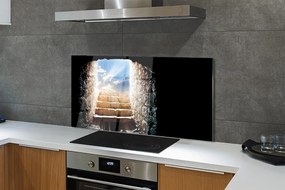 Panel szklany do Kuchni Schody w Blasku Słońca