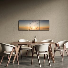 Obraz - kajak na morzu (z zegarem) (90x30 cm)