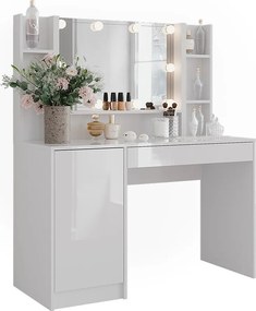 Stół toaletowy biały/biały wysoki połysk 119.8x50.1x76 sherry