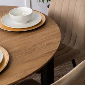 Stół Okrągły TEO 100 cm Dąb Złoty/Czarny do Jadalni Salonu Nowoczesny Loft
