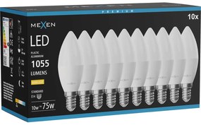 Mexen Nova 10x żarówka LED E14, C37, 10W, Ciepła - 3000K, 1055 lm - L102-E14-1030-01x10