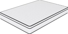 Materac hybrydowy 140x200x25 cm ze sprężynami kieszeniowymi, tkanina oddychająca 3D, średni komfort, biały i szary