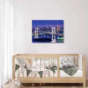 Obraz na szkle wielkiego miasta nocą (70x50 cm)