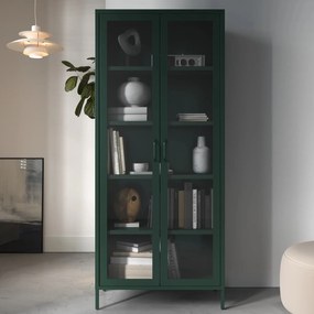 Metalowa witryna wysoka Modern Angelo butelkowa zieleń