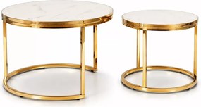 Zestaw stolików kawowych Kiegi marmur / złoty – nowoczesny design, elegancki