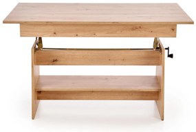 Rozkładany ławo-stół, podnoszony blat, dąb artisan 120-160/70/61-72 ERIKA