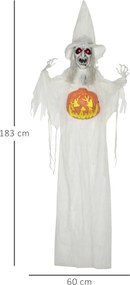 HOMCOM Duch na Halloween, Dekoracja na Halloween, Funkcja dźwięku, z czujnikiem ruchu i światłami LED, 60 cm x 18 cm x 183 cm