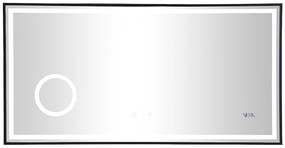 Podświetlane prostokątne lustro łazienkowe z zegarem cyfrowym - 120x50 cm AITANA