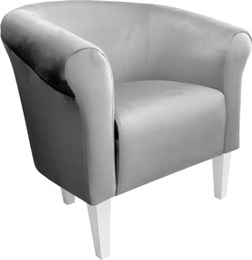 Fotel Milo tkanina Welur wygodny fotel tapicerowany do salonu i sypialni : Kolor nogi - Biała, Kolor tkaniny - VELVET - MG17, Wysokość nogi - 20 cm