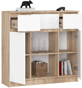 Minimalistyczna komoda do salonu dąb sonoma + biały Z4-N49