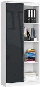 Regał z drzwiczkami na dokumenty biały + grafit połysk L1-G36