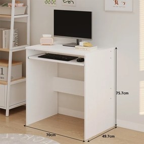 Biurko Komputerowe Białe 70 cm – Loft z Półką na Klawiaturę