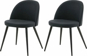 Zestaw 2 czarnych krzeseł do jadalni z weluru dla eleganckiego i wygodnego designu