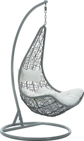 Fotel wiszący z technorattanu - Jasnoszary z białymi poduszkami - OROSI marki MYLIA