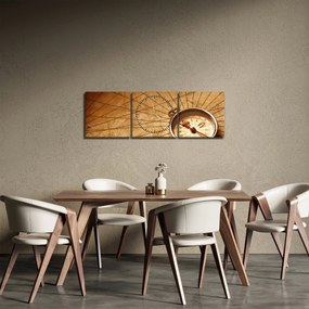Obraz - Kompas (z zegarem) (90x30 cm)