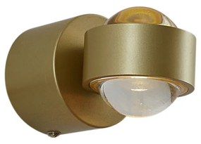 Designerski Kinkiet / Lampa scienna mosiężny z LED IP44 - LensDesignerski Oswietlenie wewnetrzne